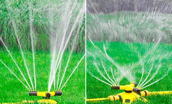360 graders automatisk roterande sprinkler, bevattning av plantskolor Roterande Trident-sprinkler Tandem-sprinkler, blombevattning