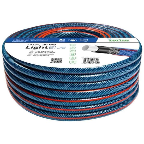 Trädgårdsslang 1/2" Vartco Light 20m lång, ljusblå 4 lager