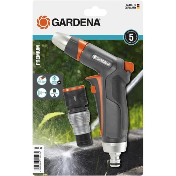 Rengöringspistol + premium aquastop-anslutning – Frostskydd – Original GARDENA System – Komplett kit – 5 års garanti