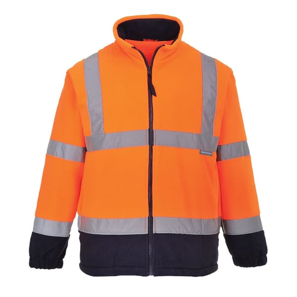 Portwest Fodrad Hi Vis fleecejacka för män Orange/ Navy 2XL