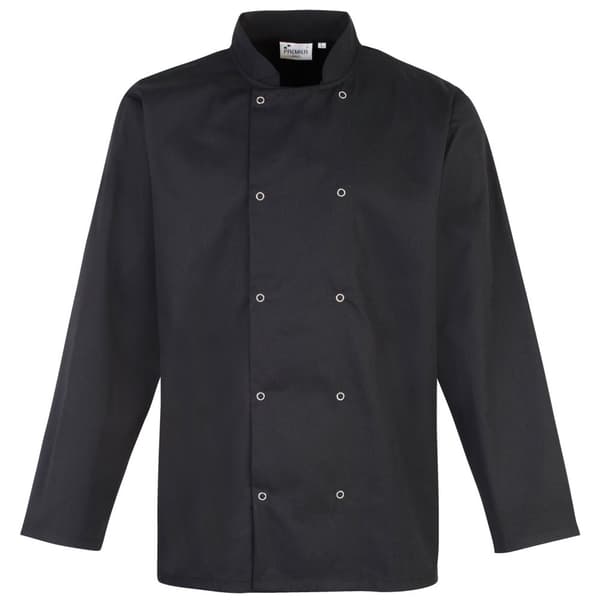 Premier Langærmet kokkejakke med nitter på forsiden / Chefswear (pakke med 2)