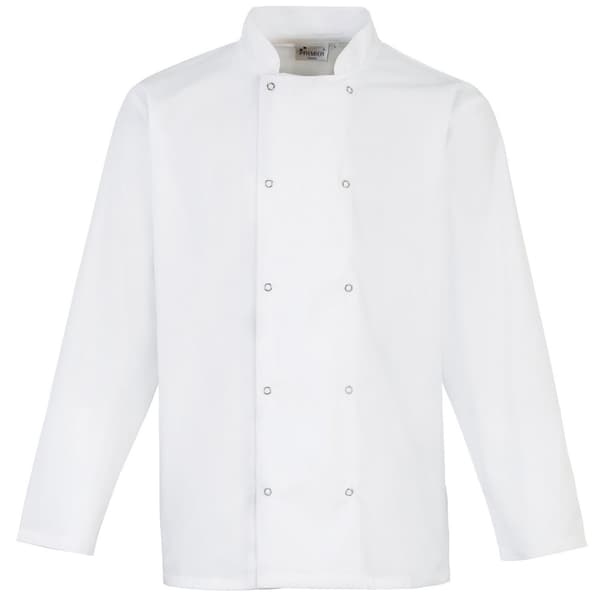 Premier Studded Front Long Sleeve Chefs Jacket / Chefswear (Pack of 2)