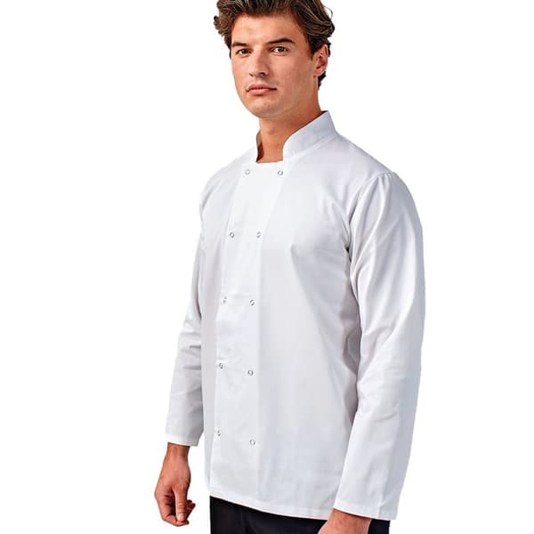 Premier Studded Front Long Sleeve Chefs Jacket / Chefswear (Pack of 2)