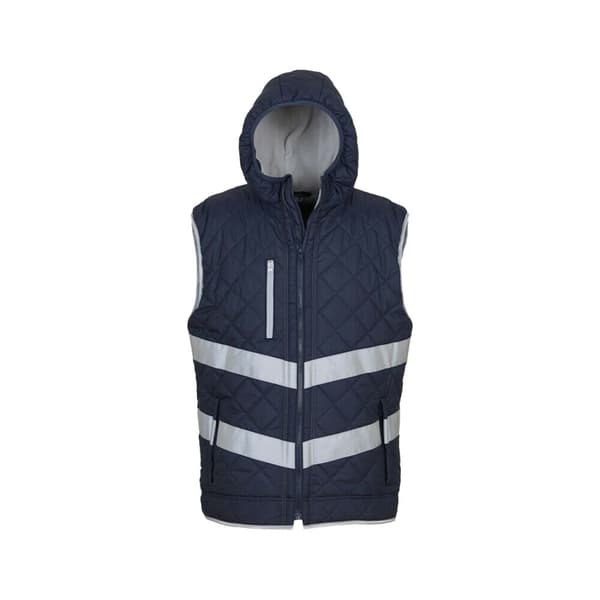 Yoko Unisex Adults Hi Vis Kensington Hooded Gilet (Pack of 2) Navy M