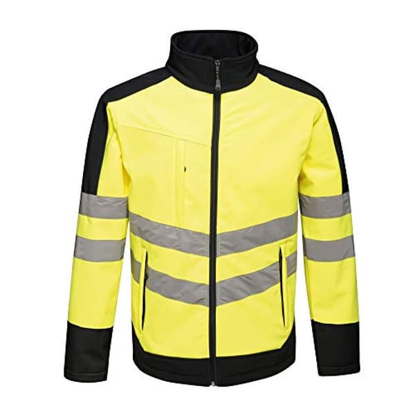 Regatta Unisex Hi Vis Pro Reflective Softshell Work Jacket Yellow/Navy XXL