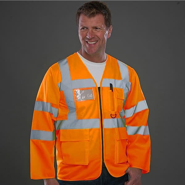 Yoko Mens Executive Hi-Vis långärmad säkerhetsväst med lång ärm för män