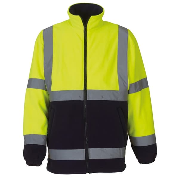 Yoko Mens Hi Vis Heavyweight Fleece Jacket Yellow/ Navy M
