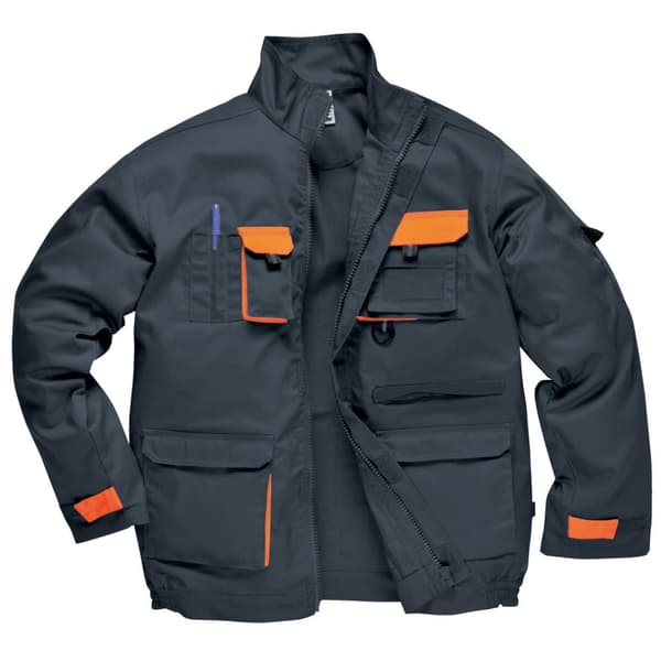 Portwest Mens Contrast Hardwearing Workwear Jacket (TX10) Grey/Orange XL