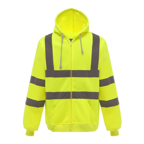 Yoko Mens Hi Visibility Full Zip Reflective Work Hoodie med full dragkedja