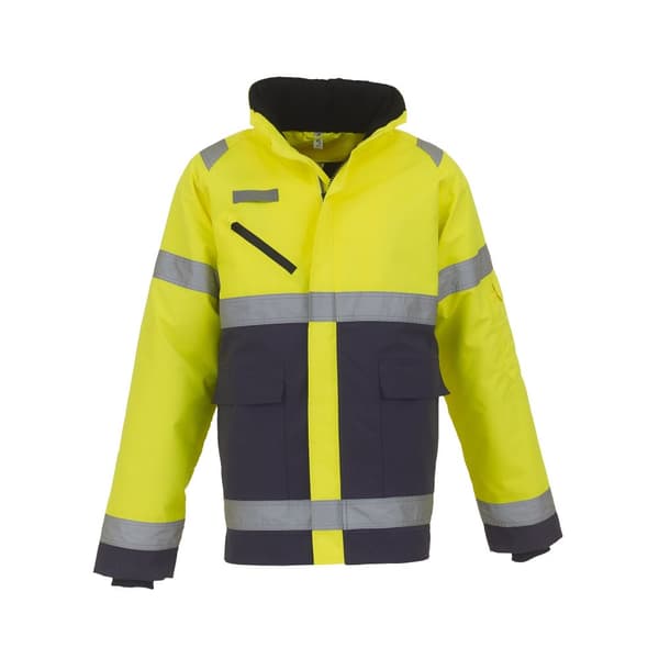 Yoko Unisex Hi-Vis Fontaine Storm Jacket Yellow/ Navy 3XL