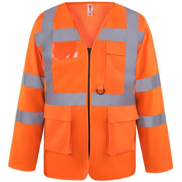 Yoko Herre Executive Hi-Vis sikkerhedsvest med lange ærmer (pakke med 2) Hi Vis Orange S