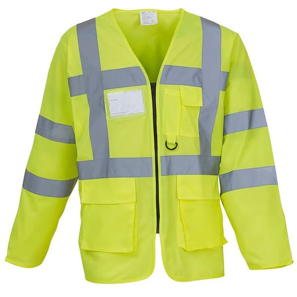 Yoko Mens Executive Hi-Vis långärmad säkerhetsväst (2 st.) Hi-Vis Yellow M