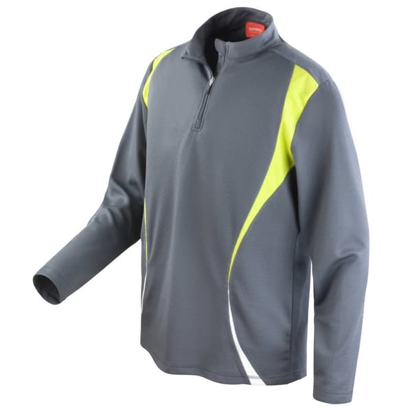 Spiro Unisex Sports Trial Performance Training Top Charcoal/Lime/White M