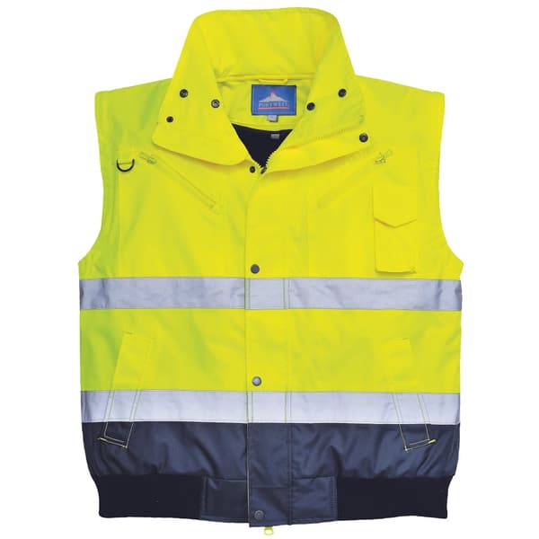 Portwest Mens 3 In 1 Hi-Vis Bomber Jacket (C465) / Workwear Yellow/Navy XL