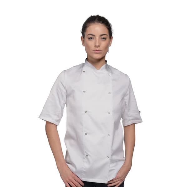 Dennys Letvægts kokkesjakke med korte ærmer til kvinder/damer / Chefswear (pakke med 2)