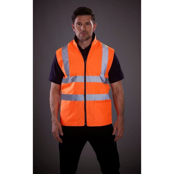 Yoko Mens Workwear Hi-Vis vändbar fleeceväst/jacka