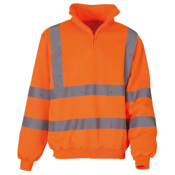 Yoko Herre Hi Vis 1/4 Zip Sweatshirt med lynlås