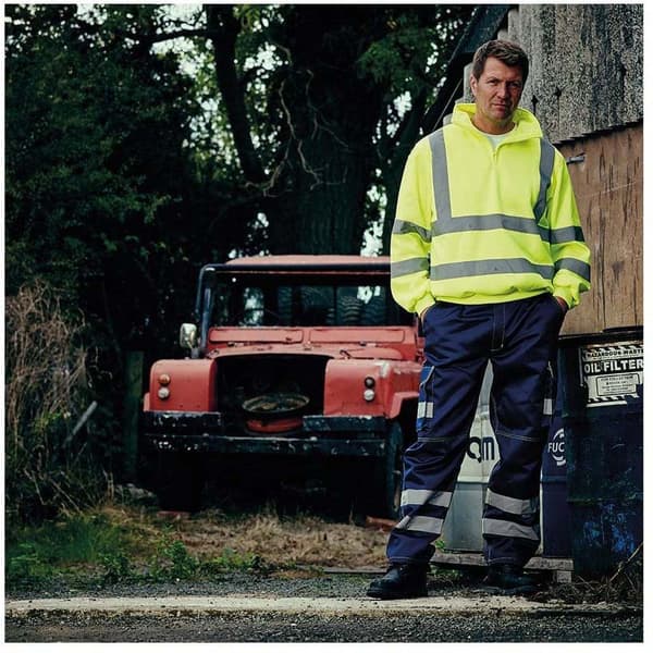 Yoko Herre Hi Vis 1/4 Zip Sweatshirt med lynlås