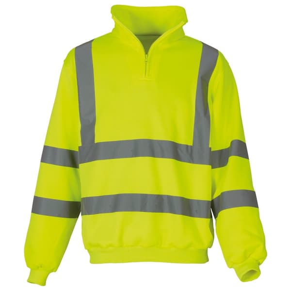 Yoko Herre Hi Vis 1/4 Zip Sweatshirt med lynlås