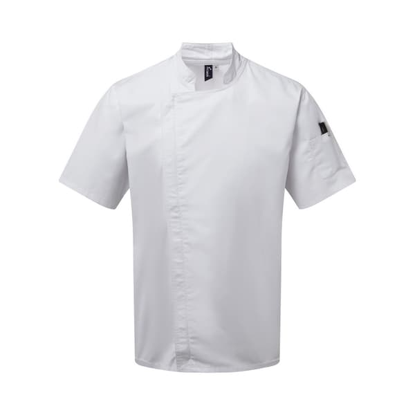 Premier Unisex Adults Chefs Zip-Close Short Sleeve Jacket