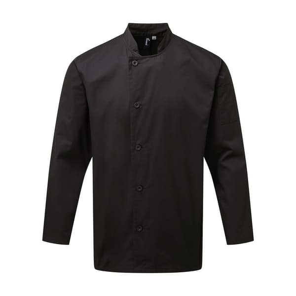 Premier Unisex Adults Chefs Essential Long Sleeve Jacket Black L