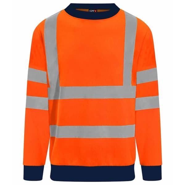 PRO RTX Sweatshirt med tofarvet highvis-sikkerhedstrøje til mænd Orange/Navy 4XL
