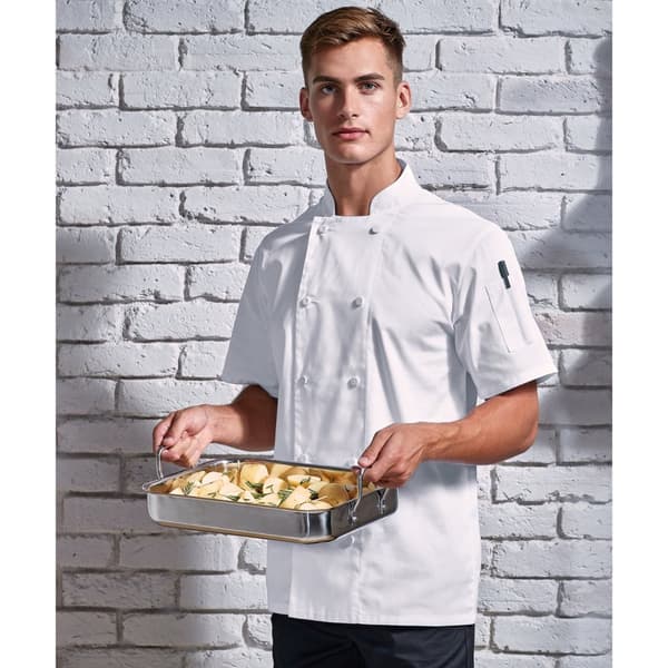 Premier Mens Coolchecker Short-Sleeved Chef Jacket