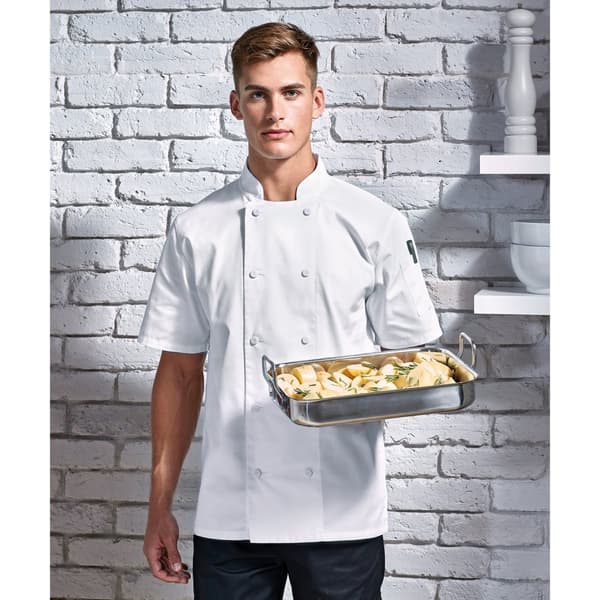 Premier Mens Coolchecker Short-Sleeved Chef Jacket