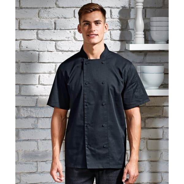 Premier Mens Coolchecker Short-Sleeved Chef Jacket