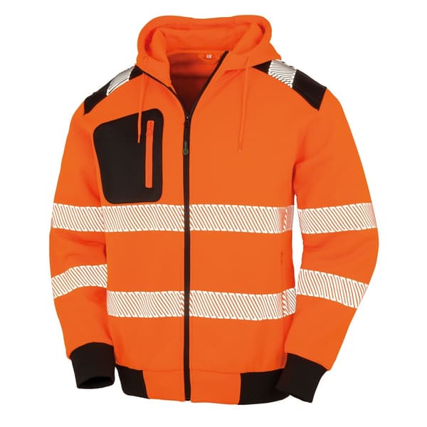 Result Genuine Recycled Sikkerheds hættetrøje til mænd Fluorescent Orange/Black M