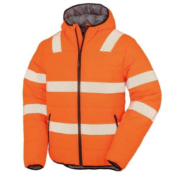Result Genuine Recycled Ripstop Safety Padded Jacket för män Fluorescent Orange XL