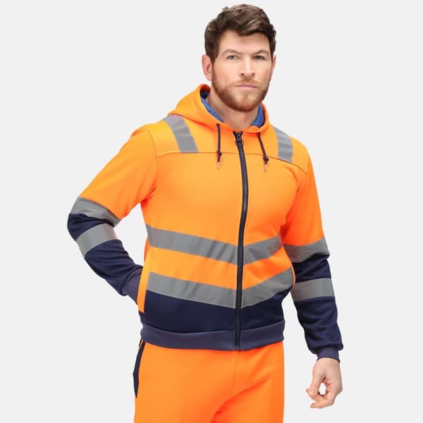 Regatta Mens Pro Hi-Vis Full Zip Jacket Orange/Navy XXL