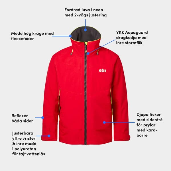 Seglarjacka Gill OS3 Coastal Red, herr Klädstorlek: Small