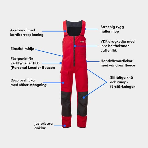 Seglarbyxa Gill OS2 Offshore Red, herr Klädstorlek: Medium