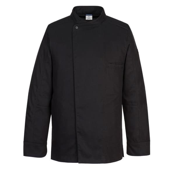 Portwest Surrey langærmet kokkejakke til herrer Black XL