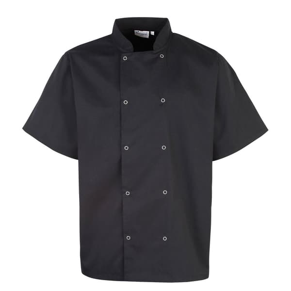 Premier Unisex Adult Stud Front Short-Sleeved Chef Jacket