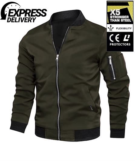 KEVLAR BOMBERJAKKE CE AA 17092:2020 ARMYGREEN MOTORSYKKELJAKKE - MCV DS5