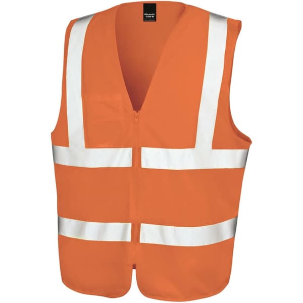 SAFE-GUARD by Result Unisex Adult Zipped Hi-Vis Vest Orange L-XL