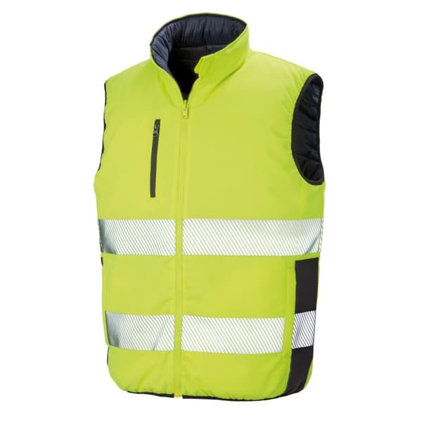 SAFE-GUARD by Result Unisex Vuxen Soft Touch Vändbar Gilet Fluorescent Yellow/Navy XL