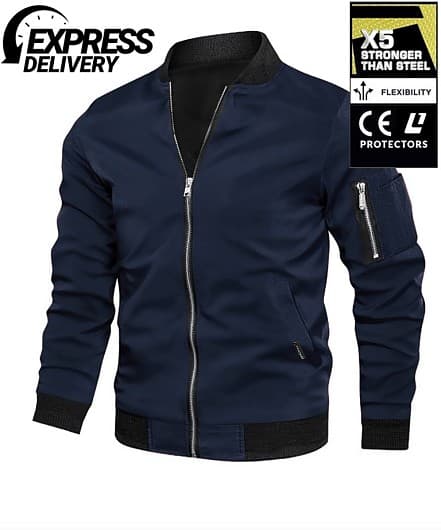 KEVLAR BOMBERJAKKE CE AA 17092:2020 BLÅ MOTORSYKKELJAKKE - MCV DS5 56 / 2XL