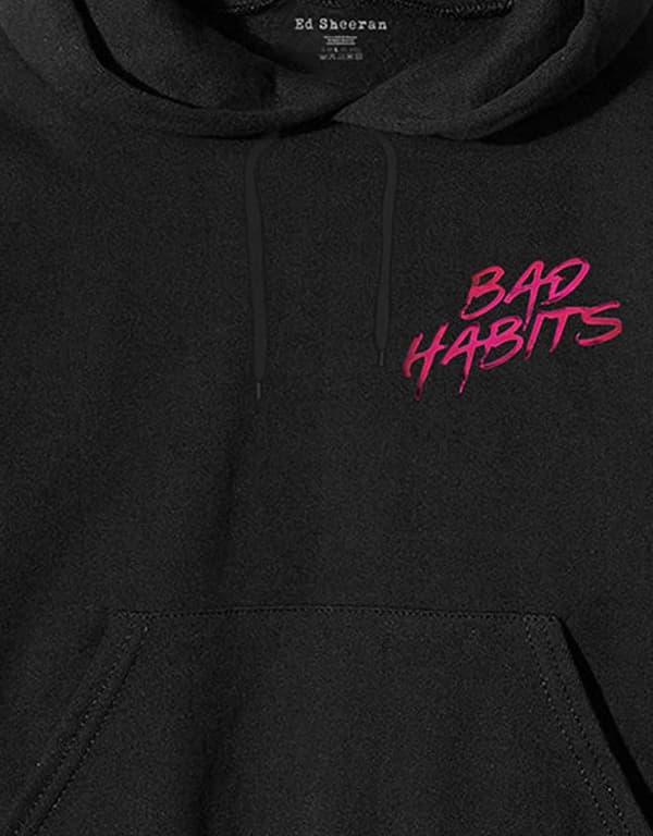 Ed Sheeran Hoodie Bad Habits Logo Official Mens Black Pullover
