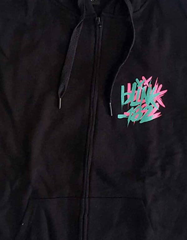 Blink-182 Hoodie Double Six Arrow Smile Band Logo Official Mens Black Zipped
