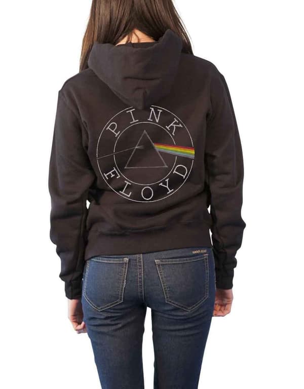 Pink Floyd Hoodie Dark Side of the Moon Circle Logo Official Womens Black Zipped