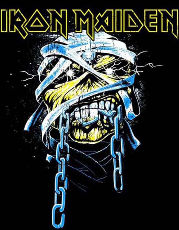 Iron Maiden Hoodie Powerslave Band Logo Official Mens Black Pullover