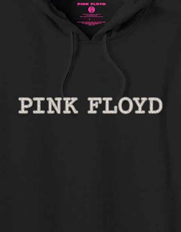 Pink Floyd Hoodie Band Logo and Prism Applique Official Mens Black Pullover