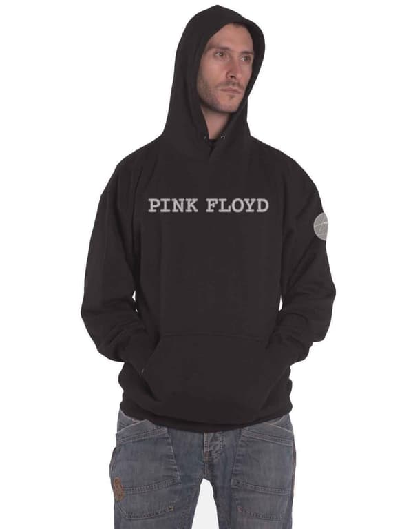 Pink Floyd Hoodie Band Logo and Prism Applique Official Mens Black Pullover Black M