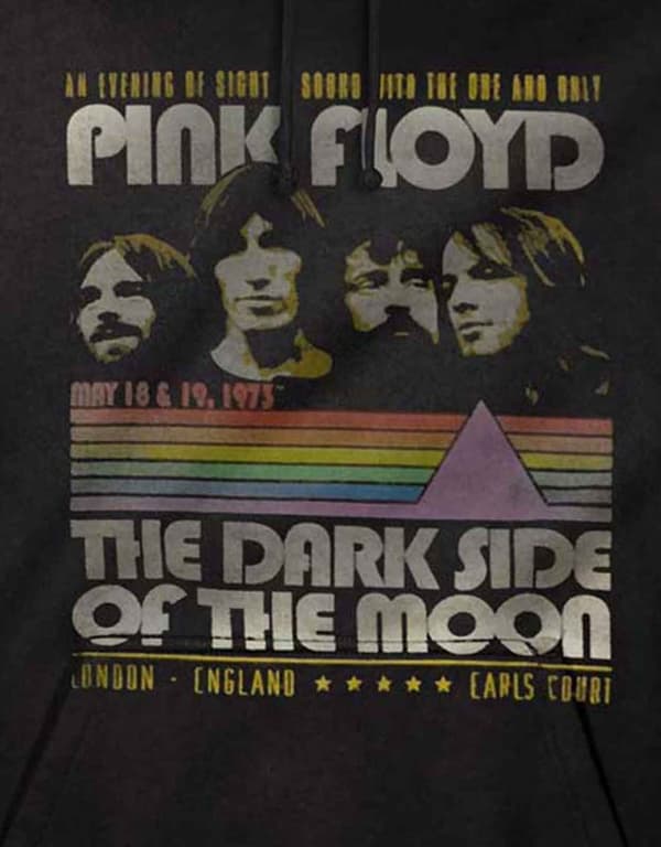 Pink Floyd Hoodie Dark Side of the Moon Retro Stripes Official Black Pullover
