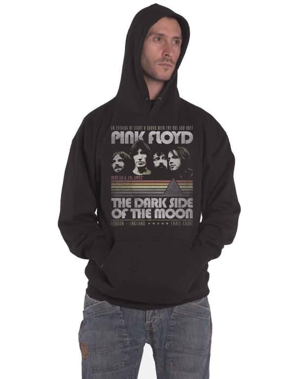Pink Floyd Hoodie Dark Side of the Moon Retro Stripes Official Black Pullover
