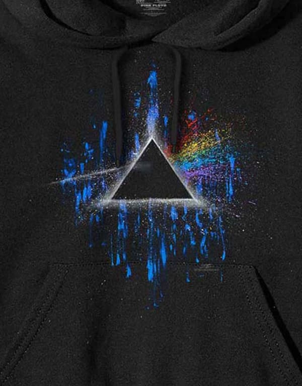 Pink Floyd Hoodie Dark Side of the Moon Blue Splatter Official Mens Pullover