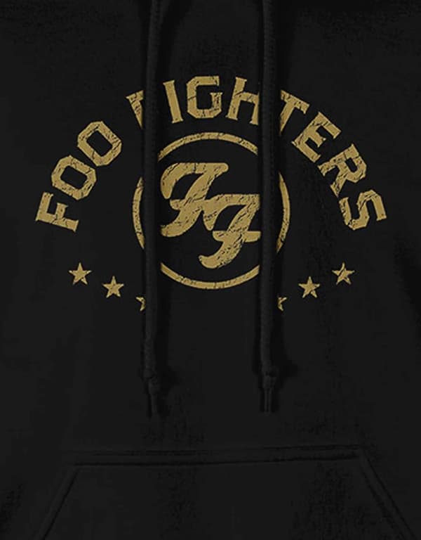 Foo Fighters Hoodie Arched Stars Band Logo Official Mens Black Pullover